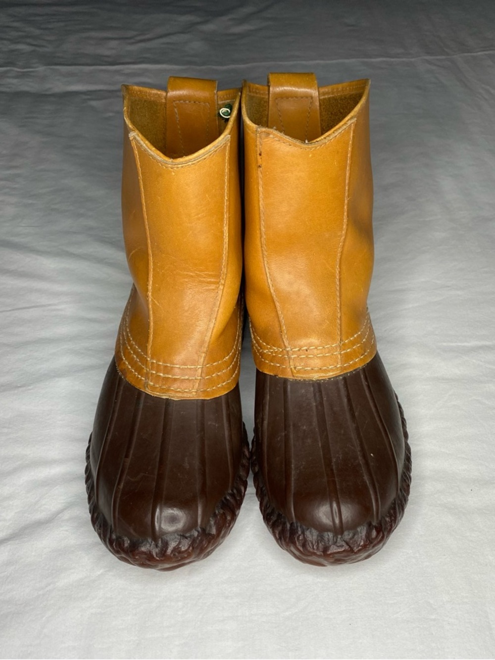 Vintage L.L. Bean Maine Hunting Brown Leather Waterproof Boots 1960s 70s Slip On